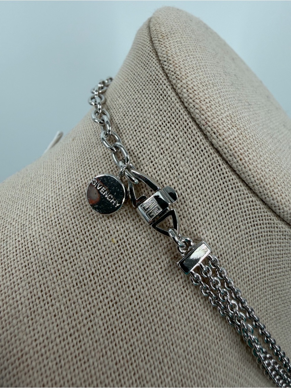 Givenchy Silver Tone Blue Crystal Necklace - Picture 3 of 8